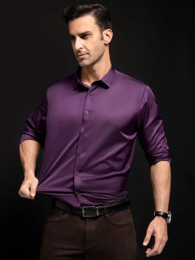 IndoPrimo Men's Stylish Solid Satin Casual Shirt for Men Full Sleeve - Image 5
