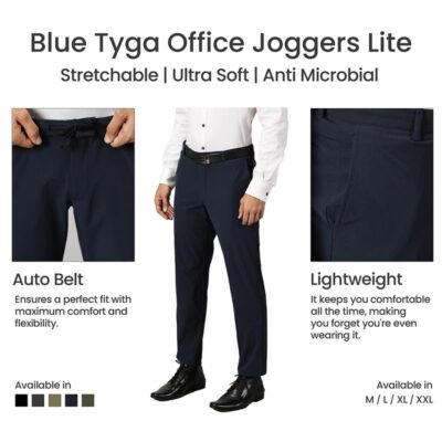 BLUE TYGA Office Joggers Lite for Men, Comfortable Trousers with Stretchablity - Image 2