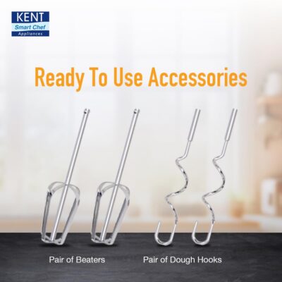 KENT 16051 Hand Blender 300 W | 5 Variable Speed Control | Multiple Beaters & Dough Hooks | Turbo Function, Plastic, 300 Watts - Image 6