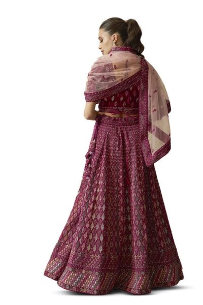 Soch Womens Georgette Embroidered Unstitched Lehenga Set with Stone Embellishments - Image 3