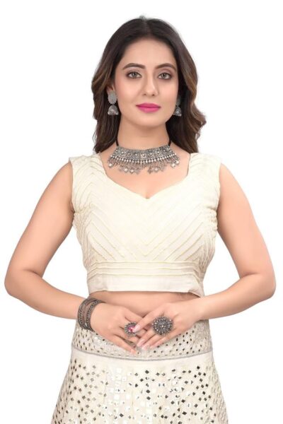 Golakiya saree's Off White Bridal Lehenga choli with Dupatta set for Wedding, Evening, Garba, Haldi - Image 3