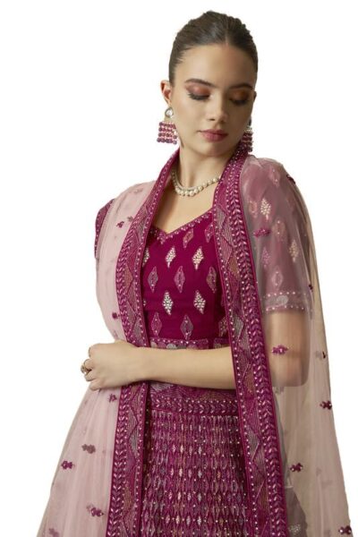 Soch Womens Georgette Embroidered Unstitched Lehenga Set with Stone Embellishments - Image 4