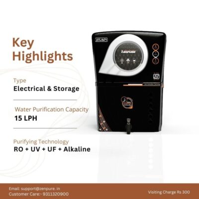 Zenpure Plush 15 LPH Aqua Copper Alkaline RO + UV + UF + Minerals RO Water Purifier for Home, suitable for borewell, tanker and municipal water (With Free Pre Filter) - Image 5