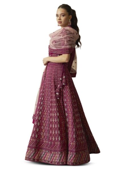 Soch Womens Georgette Embroidered Unstitched Lehenga Set with Stone Embellishments - Image 2
