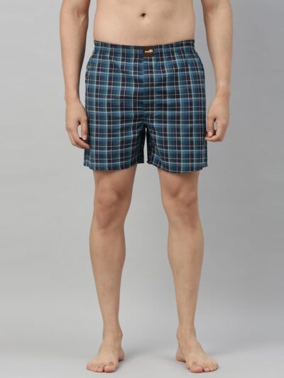 Broon Men's Multicolor Checked Cotton Blend Assorted Boxer Shorts Pack of 3 | Regular Fit | Elasticated Waistband | Back Pocket | Mens Boxers - Image 2
