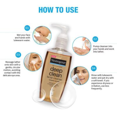 Neutrogena Deep Clean Gentle Facial Cleanser | 2x Glycerin & Cleansing Agent | Alcohol-Free | Dermatologist Tested | Normal to Oily Skin | For Men and Women | 200ml - Image 4