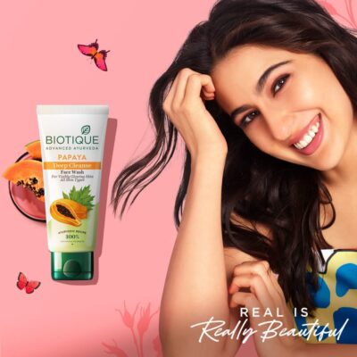 Biotique Papaya Deep Cleanse Face Wash | Gentle Exfoliation | Visibly Glowing Skin | 100% Botanical Extracts| Suitable for All Skin Types | 2x100ml - Image 4