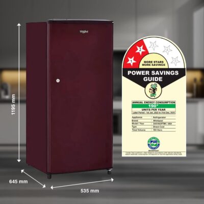 Whirlpool 184 L 2 Star Direct-Cool Single Door Refrigerator (205 WDE CLS 2S SHERRY WINE-Z, Red) - Image 2