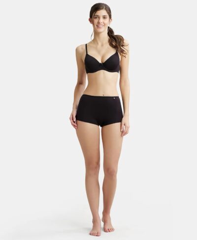 Jockey SS04 Women's High Coverage Super Combed Cotton Elastane Stretch Mid Waist Boy Shorts with Concealed Waistband and StayFresh Treatment - Image 4