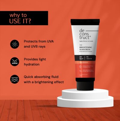 Deconstruct Brightening Sunscreen for Dry Skin with SPF 50+ | 8 hours Long Lasting Dewy Sunscreen | Water Resistant, No White Cast, Quick Absorbing | For Women and Men | 50gm - Image 6