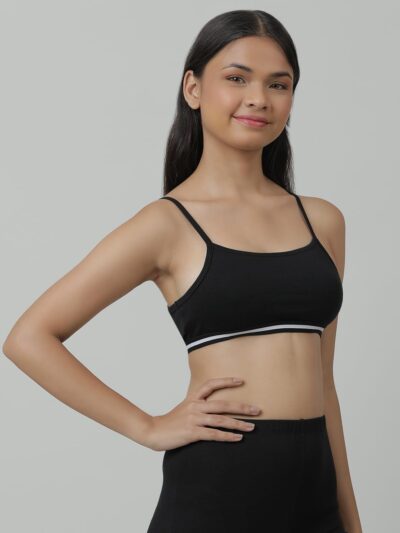 CHARM N CHERISH 4 Pack Pure Cotton Sports Bras for Girls, Non Padded Bras-Slip On Teenage Bras-Combo Pack-Solid Printed - Image 2