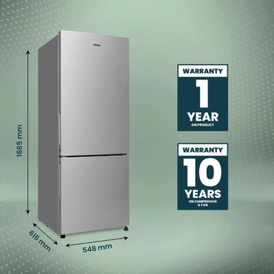 Haier 300 L, 2 Star, Twin Inverter Technology, Frost Free Double Door Bottom Mount Refrigerator (HRB-3502BS-P, Brushline Silver) - Image 6