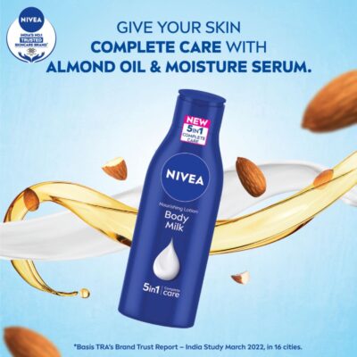 NIVEA Nourishing Body Milk 120ml Body Lotion with Deep Moisture Serum | 48 H Moisturization | With 2X Almond Oil | Smooth and Healthy Looking Skin |For Very Dry Skin - Image 3
