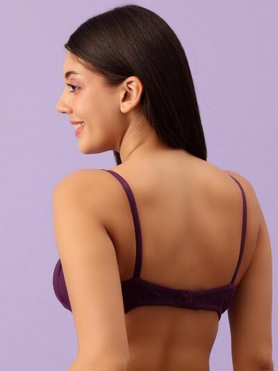 Clovia Women's Cotton Non-Padded Wirefree Full Coverage T-Shirt Bra in Purple - Image 8