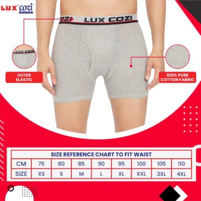 Lux Cozi 100% Cotton Long Underwear for Men (Pack of 5) Color May Vary - Image 3