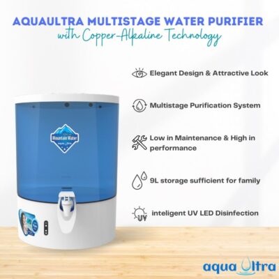 AQUAULTRA Pro-B 9 Liter RO+UV+UF+Active copper Water Purifier for home with Intelligent Disinfection UV LED in food grade storage Tank - Image 2