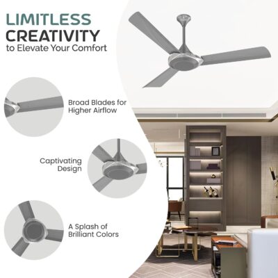 Polycab Superb Neo 1200mm Star Rated Ceiling Fan For Home | High Speed & Air Flow, 100% Copper | Rust Proof, Saves up to 33% Electricity | 2 years warranty【Cool Grey Silver】 - Image 3