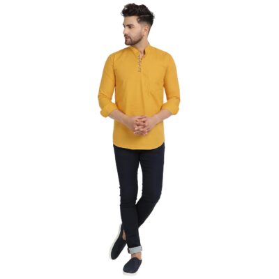 Majestic Man Cotton Solid Casual Short Kurta for Men - Image 4