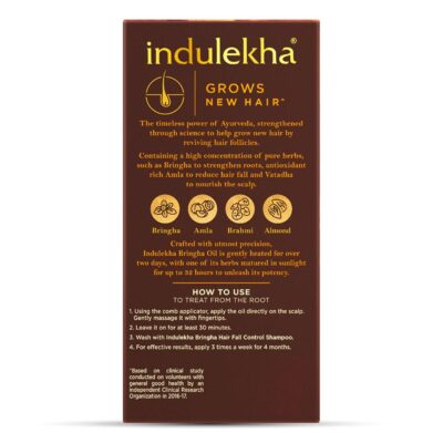Indulekha Bringha Ayurvedic Hair Oil 100 ml|| Hair Fall Control and Hair Growth with Bringharaj & Coconut Oil - Comb Applicator Bottle for Men & Women - Image 2