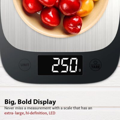 HealthSense Weight Machine for Kitchen, Kitchen Food Weighing Scale for Health Fitness, Home Baking & Cooking with SS Platform, Touch Button, Tare Function & 1 Year Warranty – Chef-Mate KS70 - Image 7