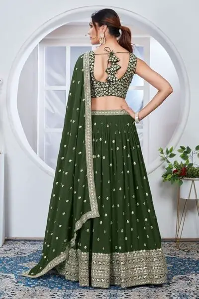 Women's Embroidered Georgette Semi-stitched Lehenga Choli for Women I Designer I New I Bridal I Navratri I Stylish I Lehenga for women - Image 3