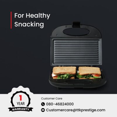 Prestige PGMFB 800 Watt Grill Sandwich Toaster with Fixed Grill Plates, Black - Image 6