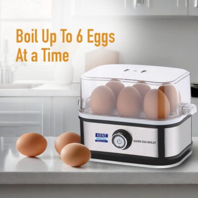 KENT Super Egg Boiler | 3 Boiling Modes | Stainless Steel Body and Heating Plate | 6 Eggs at a Time | Automatic Turn-Off | Silver - Image 4