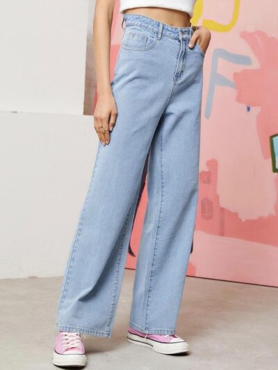 Zayla Denim Wide Leg Jeans for Women I Stylish & Trendy Flared Straight Baggy Pants I Stretchable Comfortable High Waist Clean Look Solid Loose Fit Pant I for Office Party Home Girls - Image 3