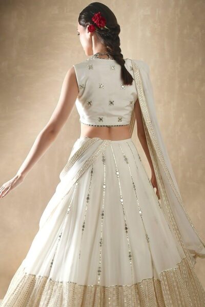 Golakiya Saree's off white georgette bridal lehenga choli for women || ethnic lehenga choli - Image 3