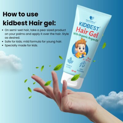 Healthbest Kids Hair Styling Gel - 50 ml - Organic Coconut Aloe Vera, Moringa, Argan & Kertine - Tear & Paraben Free - Enhances Vitamin B5 for Hair Growth & Damage Pack of 1 - Image 4