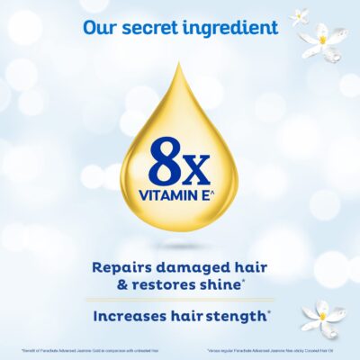 Parachute Advansed Jasmine Gold Coconut Hair Oil With Vitamin-E For Super Shiny Hair, Non-sticky, 300ml - Image 5