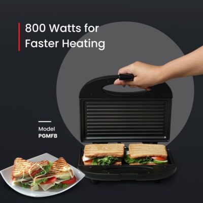 Prestige PGMFB 800 Watt Grill Sandwich Toaster with Fixed Grill Plates, Black - Image 2