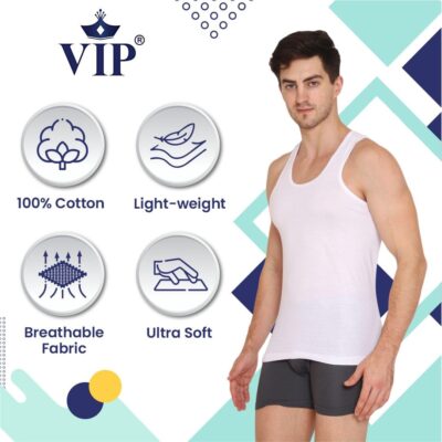 VIP Supreme Men's Cotton Regular Fit Vest (Pack Of 3) - Image 5