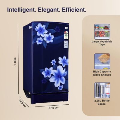 Godrej 180 L 2 Star Advanced Capillary Technology, With Jumbo Vegetable Tray Direct Cool Single Door Refrigerator(RD EDGE 205B WRF PP BL, Pep Blue) - Image 4