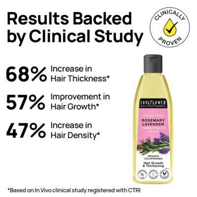 Soulflower Rosemary Lavender Hair Oil For Hair Growth, Hair Fall Control, Healthy Scalp, Long Hair, Rosemary, Lavender, Castor|100% Pure, Natural, Organic, Clinically Proven for Hair Growth, 120ml - Image 2