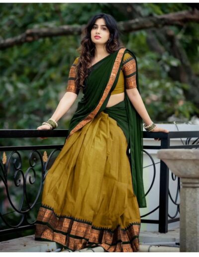 RENVAANI FASHION Women's Indian Traditional Unstitched Kanjivaram Kanchipuram Silk Pure Zari Weaving Lehenga Choli Along With Dupatta With Unstitch Blouse - Image 3