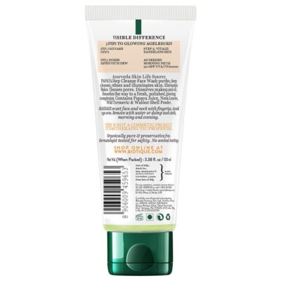 Biotique Papaya Deep Cleanse Face Wash | Gentle Exfoliation | Visibly Glowing Skin | 100% Botanical Extracts| Suitable for All Skin Types | 2x100ml - Image 3