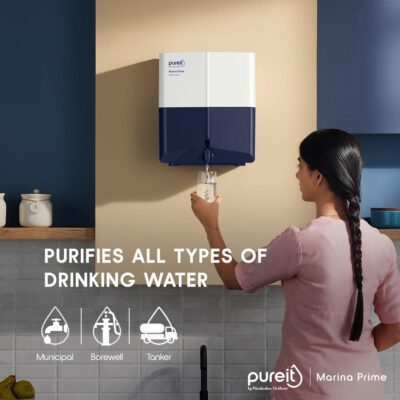 HUL Pureit Marina Prime Mineral RO+MF | 6 stage Purification | 7 Litres Capacity | Up to 45% Water Savings | Suitable for Borewell, Tanker & Muncipal Water | Wall Mountable | Blue & white - Image 5