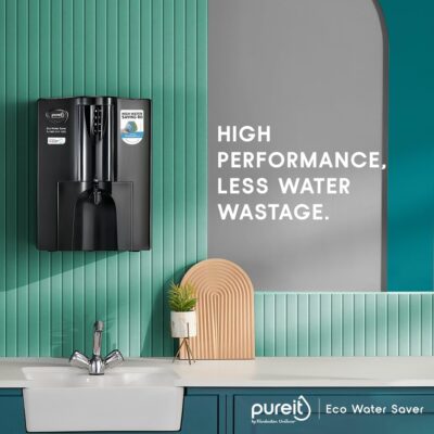 HUL Pureit Eco Water Saver RO+UV+MF+Mineral | INR 2000 Off on Exchange | 7 stage | 10L | Upto 60% Water Savings | Suitable for Borewell, Tanker & Municipal Water | Table Top | Wall Mountable |Black - Image 2