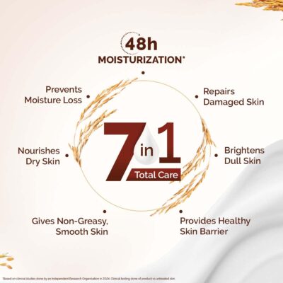 Mamaearth Rice Water Hydrating Body Lotion with Rice Water & Niacinamide for Dewy Glass Skin | 48 Hrs Moisturization | Nourishes Skin | 7in1 Total Care | 100% Natural Butter | Non Greasy Smooth Skin | 400 ml - Image 5