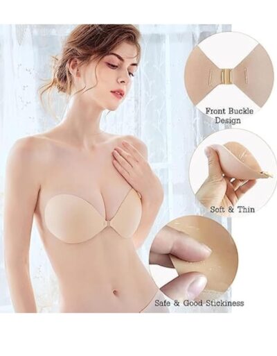 AKHIRAH Women's & Girl's Strapless Push Up Wire Free Stick On Invisible Bra (Free-Size) - Image 7