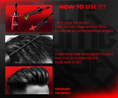 UrbanGabru Aqua Hair Wax | Hair Wax For Men Strong Hold High Shine 260 Ml | 2-In-1 Men Hair Styling Wax | Wet Look - Image 5