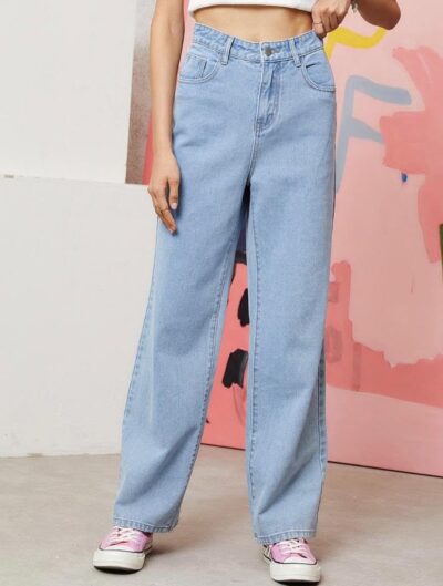Zayla Denim Wide Leg Jeans for Women I Stylish & Trendy Flared Straight Baggy Pants I Stretchable Comfortable High Waist Clean Look Solid Loose Fit Pant I for Office Party Home Girls - Image 6