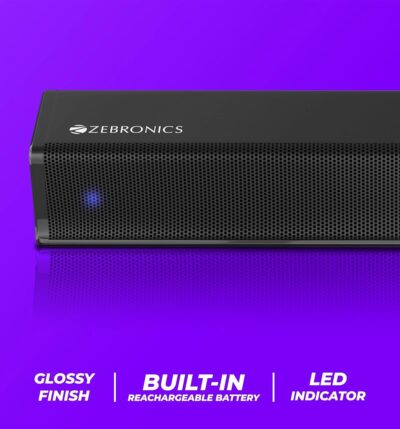 ZEBRONICS Juke BAR 1500 20W Output, Wireless Portable Mini soundbar, Built-in Rechargeable Battery, Bluetooth 5.0, mSD, AUX, LED Indicator and Glossy Finish - Image 6