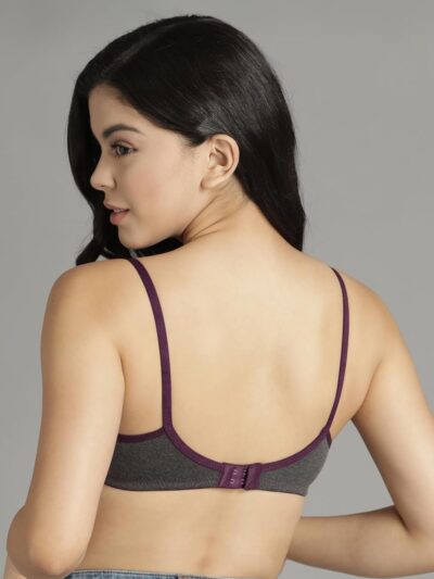 Clovia Women's Cotton Rich Solid Non-Padded Full Cup Wire Free T-Shirt Bra - Dark Grey - Image 5