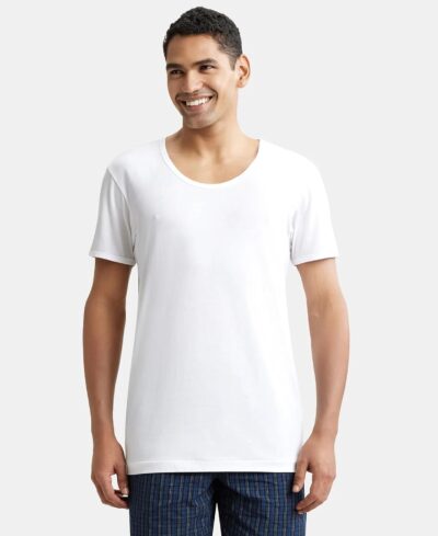 Jockey 8817 Men's Super Combed Cotton Round Neck Half Sleeved Vest with Extended Length for Easy Tuck (Pack of 2) - Image 2