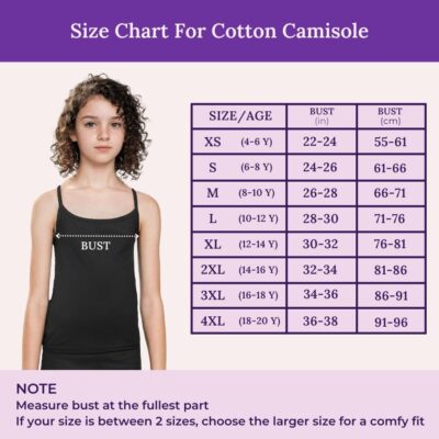 Adira | Camisole for Girls 13-14 Years | Flat Padded Innerwear Vest | Cami for Puberty | Overs Nipples & Gives Confidence at School | Soft, Stretchy Cotton | Pack of 2 - Image 3