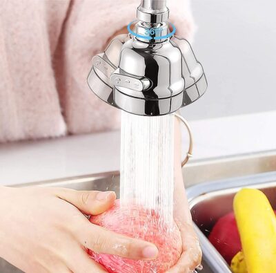 SHIDHMI Tap Extender for Kitchen Sink,360° Rotatable Splash Filter Faucet With 3 Modes,Upto 30% Water Saving,Kitchen Tap Extension,Sink Tap Extension for Kitchen/Bathroom,Silver,Short - Image 2