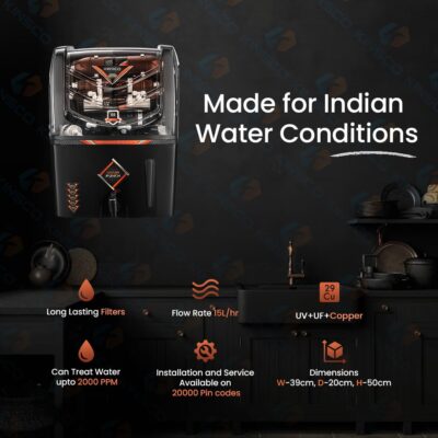 Kinsco Aqua Punch 15 Litre Copper + RO + UV + UF + TDS Adjuster Pure Copper Water Purifier Dispenser Machine, Black (With Free Pre Filter) - Image 5