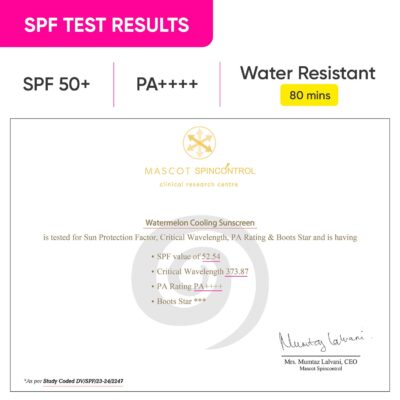 Dot & Key Watermelon Cooling Sunscreen SPF 50+ PA++++ | With Hyaluronic Acid, Instantly Cools Skin, Broad Spectrum Protection | Controls Excess Oil, Checks Tanning, No White Cast, All Skin Types | 50g - Image 3